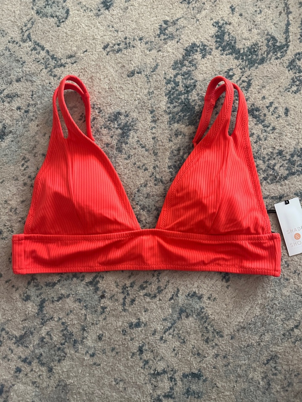 Shade & Shore bright Orange Ribbed Triangle Bikini Top